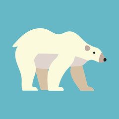 polar bear flat vector isolated in white