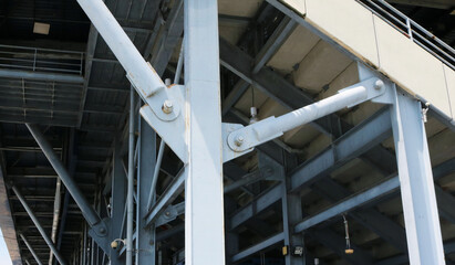 Stadium steel structure hinges and fixed pin connection.