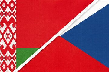 Belarus and Czech Republic, symbol of country. Belarusian vs Czechia national flags.