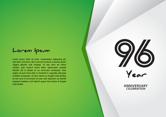96 year anniversary celebration logotype on green background for poster, banner, leaflet, flyer, brochure, web, invitations or greeting card, 96 number design, 96th Birthday invitation
