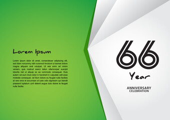 66 year anniversary celebration logotype on green background for poster, banner, leaflet, flyer, brochure, web, invitations or greeting card, 66 number design, 66th Birthday invitation