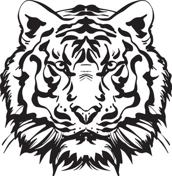 tiger face animal ink style wild 