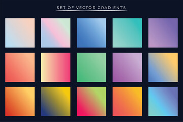 A vibrant set of gradients with dark blue background