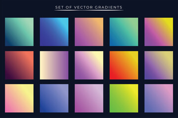 A vibrant set of gradients with dark blue background