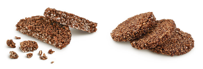amaranth cookies with carob isolated on white background with full depth of field. Healthy food.