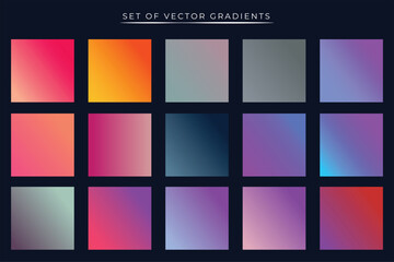 A vibrant set of gradients with dark blue background