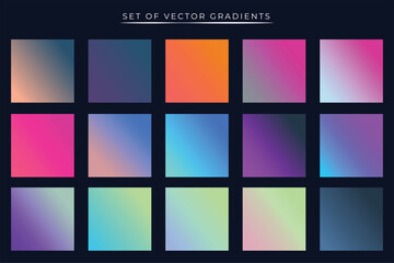 A vibrant set of gradients with dark blue background