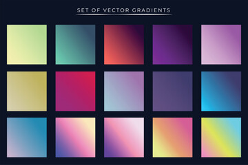 A vibrant set of gradients with dark blue background