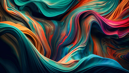 Abstract wallpaper liquid fluid wive and lines in mixed colorful vibrant colors smooth energetic and trendy creative background. Generative AI