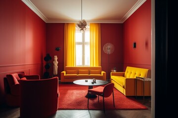 Red and yellow interior design. Generative AI