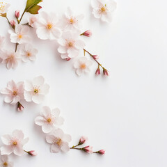 Fototapeta na wymiar Cherry blossom frame on white background