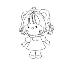 Obraz premium little girl cartoon hand drawn outline