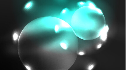 Circles with bright neon shiny light effects, abstract background wallpaper design