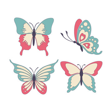 Retro Butterfly Collection For Templates Design Elements