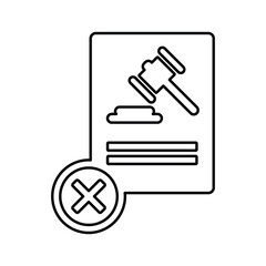 Court order cancel icon. Line, outline design.