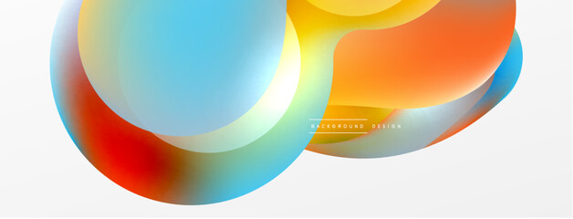 Fluid abstract background. Liquid color gradients composition. Round shapes and circle flowing design for wallpaper, banner, background or landing