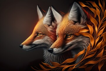 Luxury Beautifull Fox Abstract. Digital AI Illustrations