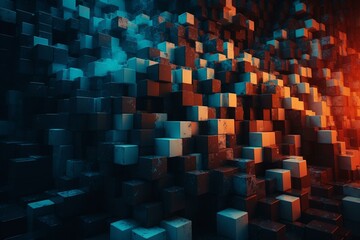 Abstract background made of blocks. Generative AI