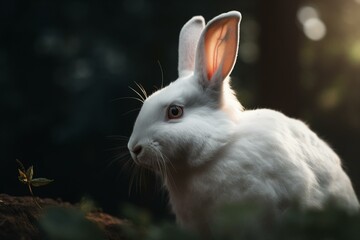 Majestic portrait of a stunning white bunny. Generative AI