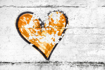 Painted orange abstract heart