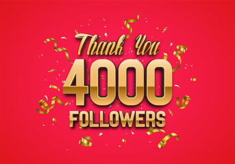 4000 followers. Poster for social network and followers. Vector template for your design.