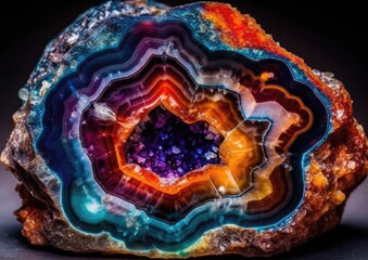 Crystal Kaleidoscope: Revealing Geode's Splendor (Generative AI) - obrazy, fototapety, plakaty