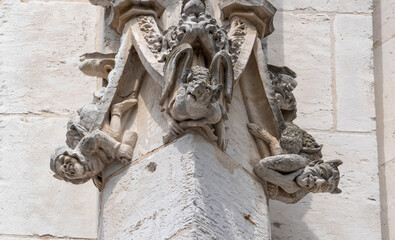 gothic decoration detail of the facade of the Rouen cathedral 