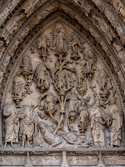 detail Rouen Cathedral tympanum showing Tree of Jesse , France