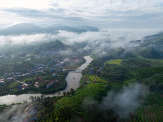 Aerial view of Luc Ngan landscape, Bac Giang, Vietnam