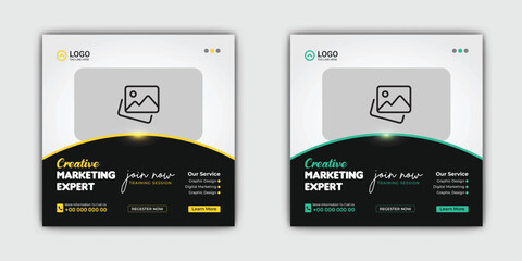 Obraz premium Digital Marketing Agency's Template for Corporate Social Media Posts, Customizable Social Media Template for Corporate Digital Marketing