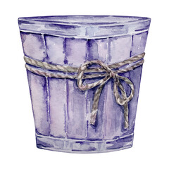 Watercolor wooden vase for month of birth flower