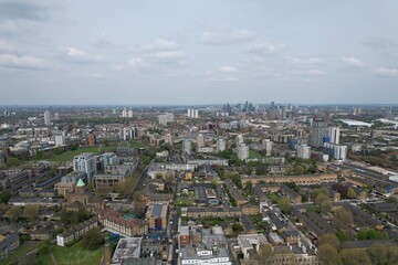 Fototapeta na wymiar Poplar East London UK Flats ,apartments , housing drone aerial view.