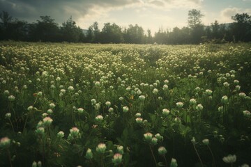 Clover-filled meadow. Generative AI