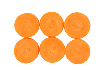 Slices of carrot isolated on transparent background. PNG