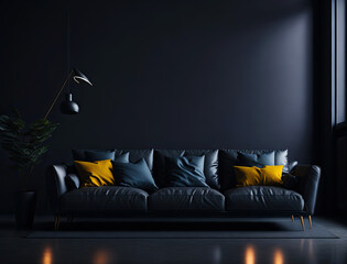  living room with modern interior design. Generative AI