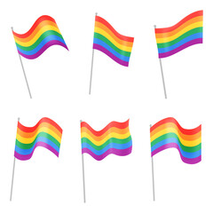 Set of flags LGBT Pride Month, Colorful Rainbow Flag Set, for celebration, Vector illustration, isolated