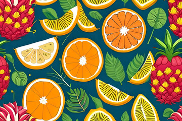a pattern based on the juicy and flavorful fruits of tropical regions