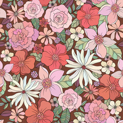 floral pattern, print with wild flowers - 602006172