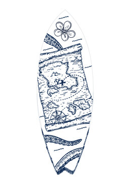 recommend clip art: Surfboards sketch. Bodyboard. Surfboard print design for surfing ride or decor. Beautiful hand drawing on a surfboard. Vector Illustration isolated on white background. Hand draw