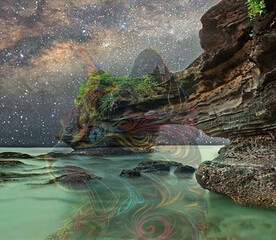 landscape of the river and mountains