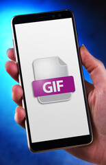 A smartphone displaying the icon of GIF file