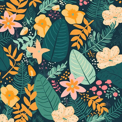 Floral Pattern Of Tropical Plant Illustration