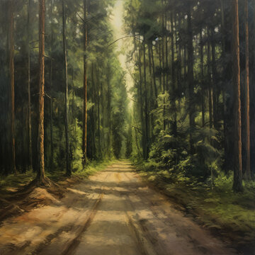 Oil painting, Forest, Ai generated