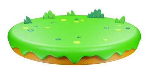 Cartoon soil podium, 3d rendering illustration.