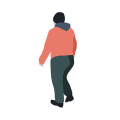 The girl is walking down the street in winter clothes. Vector flat city infographics.