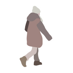 The girl is walking down the street in winter clothes. Vector flat city infographics.