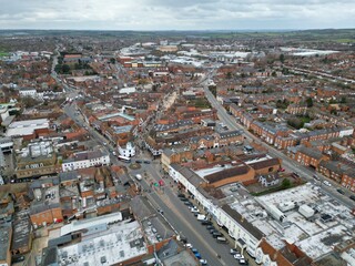 Town centre Stratford upon Avon England drone aerial view