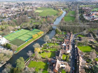 River Avon Warwick UK drone , aerial , birds eye view