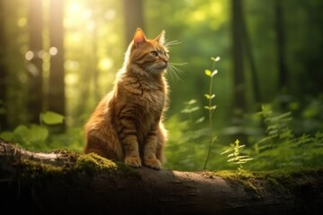 Naklejka na ściany i meble An orange cat in the jungle