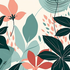 Seamless pattern with Tropical Plant leaves
